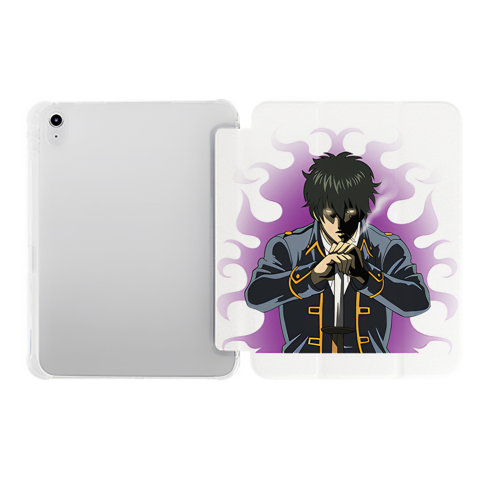 （画像用） ぎんたま 坂田銀時（さかたぎんとき） 神楽 志村新八（しむら しんぱち） GINTAMA Sakata Gintoki Kagura Shimura Shinpachi IPad ケース ペン収納付き 三つ折りスタンド PUレザー×シリコン 対応機種9.5/10.5/10.9インチ